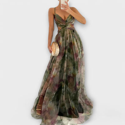 Annai – Élégante robe longue en tulle, coupe près du corps